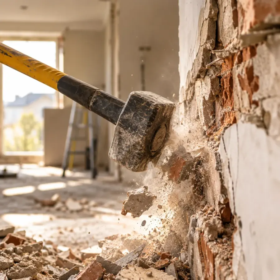 Démolition intérieure de cloisons avant rénovation en Haute-Garonne